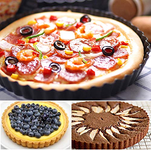 Gutsdoor Tart Pan 12 Inch with Removable Bottom Quiche Pan Nonstick Round Quiche Pie Pan (12 Inch) - Thumbnail 6