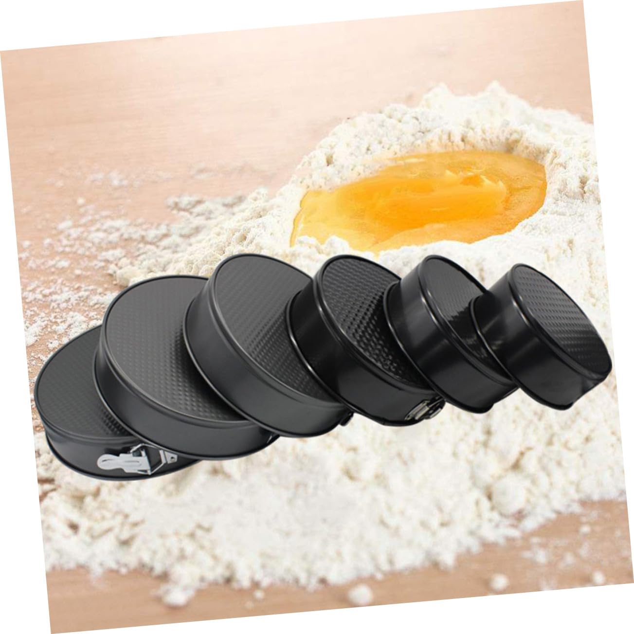6pieza Molde Redondo Antiadherente Para Pasteles Hebilla De Acero Al Carbono Base De Panal Para Hornear Pasteles Para Fiestas Casa o Bodas