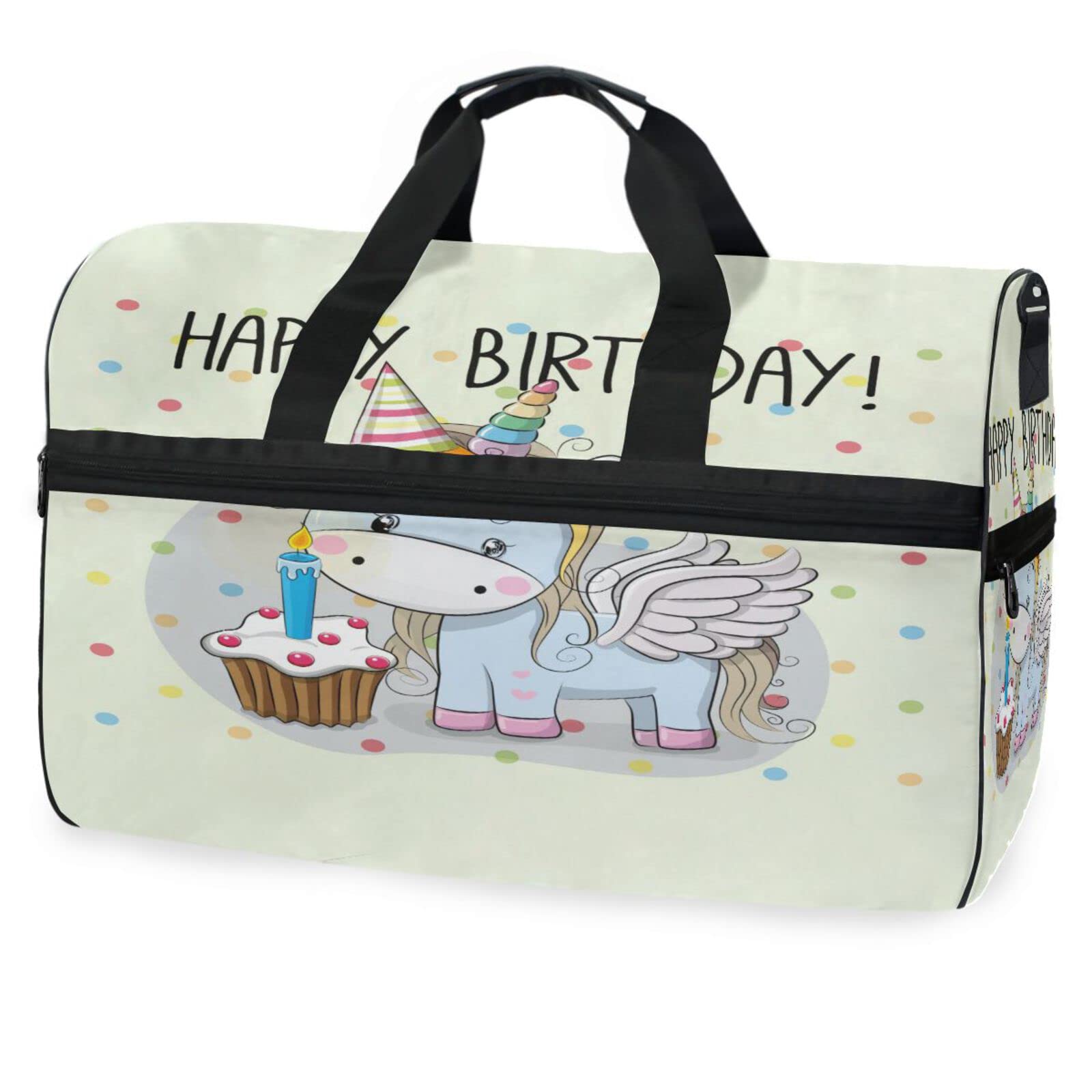 Kuchen Geburtstag Einhorn Süß Sporttasche Badetasche mit Schuhfach Reisetaschen Handtasche für Reisen Frauen Mädchen Männer