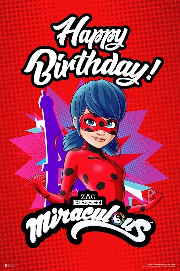 Miraculous Ladybug Poster Lady Bug Birthday Banner Party Kids Cool Wall Art Print Poster 24x36 by Poster Foundry - Used condition - US$19.16