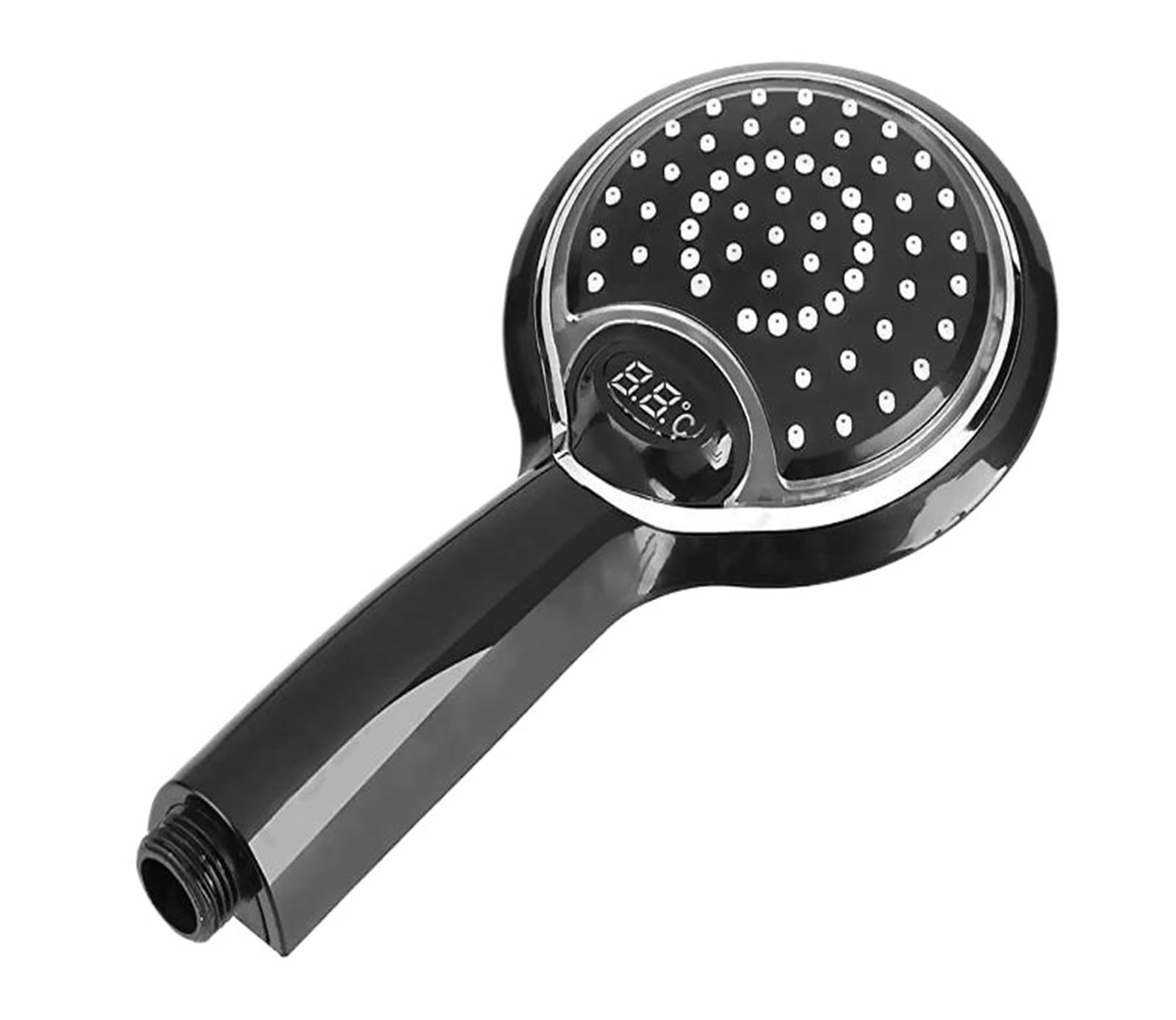 Soffione doccia a LED con sensore digitale, controllo della temperatura, 3 colori, getto d'acqua piovana, risparmio idrico, alta pressione, grande soffione doccia per bagno(Black)