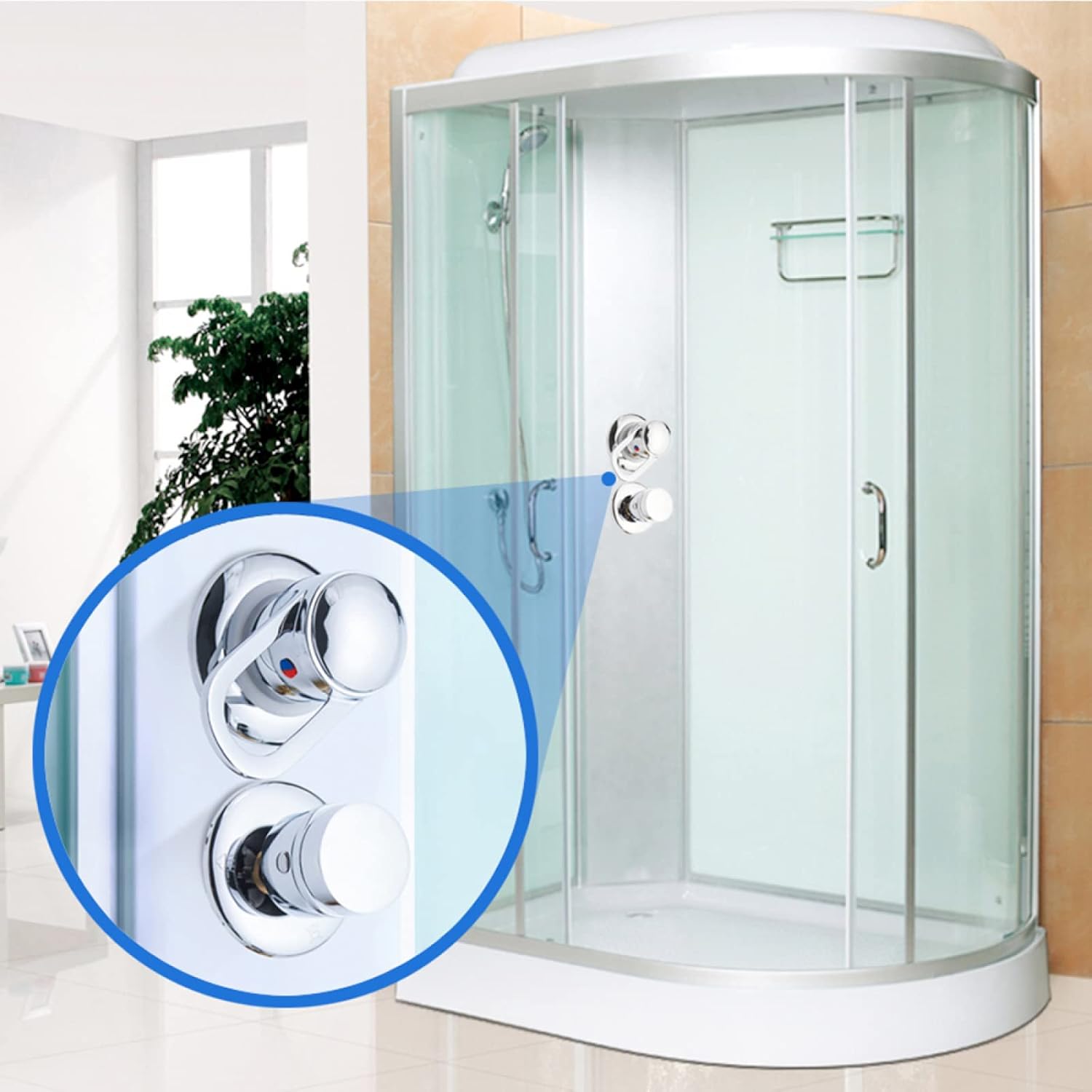 2/3/4/5 Way Brass Split Shower Mixer Taps Valve Switch Control Hot And Cold Water Mixer Valve Tap Diverter For Shower Room, Two Piece,Threaded 4 Way