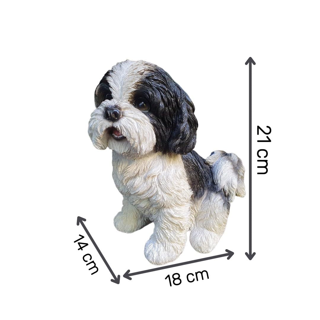 Figurka ogrodowa Shi Tzu, 21 siedzi cm, figurka do ogrodu, odporna na warunki atmosferyczne, dekoracja salonu, figurka psa