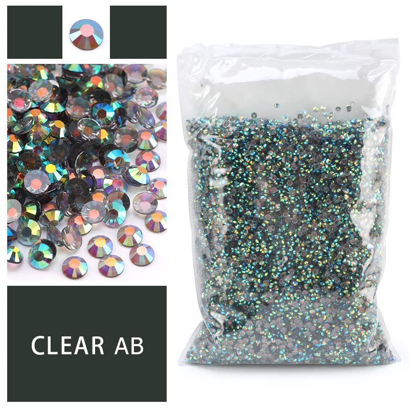 Jmassyang 6200 Strass In Resina AB Flatback Color Verde Gelatina - 3/4/5/6 Mm Per Decorazioni Fai Da Te Su Telefono, Bicchieri, Vestiti, Con Matita Di Cera Inclusa - 2