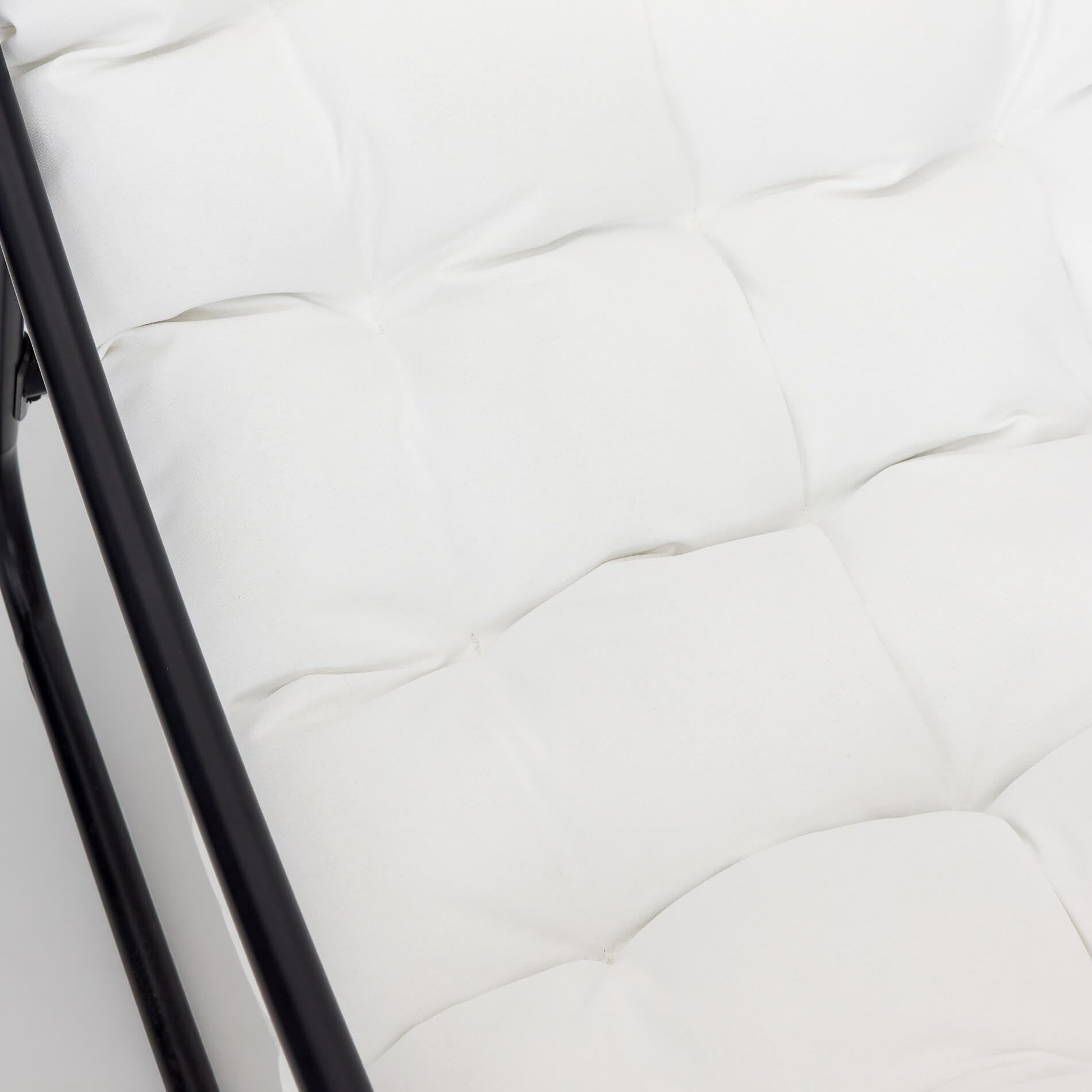 Rebecca Mobili Sillón Mecedora Grande, Silla Relax de Exterior, Gris Blanco, Acero Poliéster, para Interior o Exterior, Cojín Acolchado Alto - Dimensiones AxAnxFon: 74 x 78 x 101 cm - Art. RE7180
