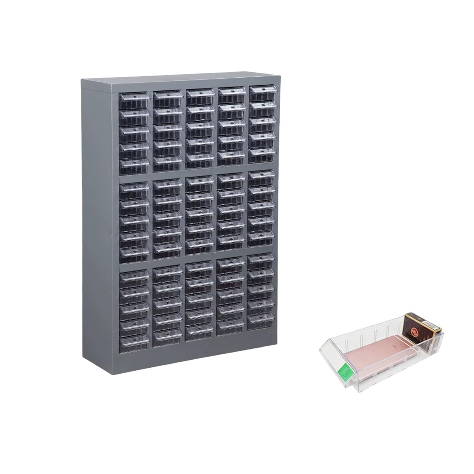 Armario organizador de piezas, de acero, para tornillos y tuercas,con cajones antideslizantes y divisores ajustables,para tornillos,ferretería,piezas pequeñas y uso doméstico(Gray,75-Drawers)