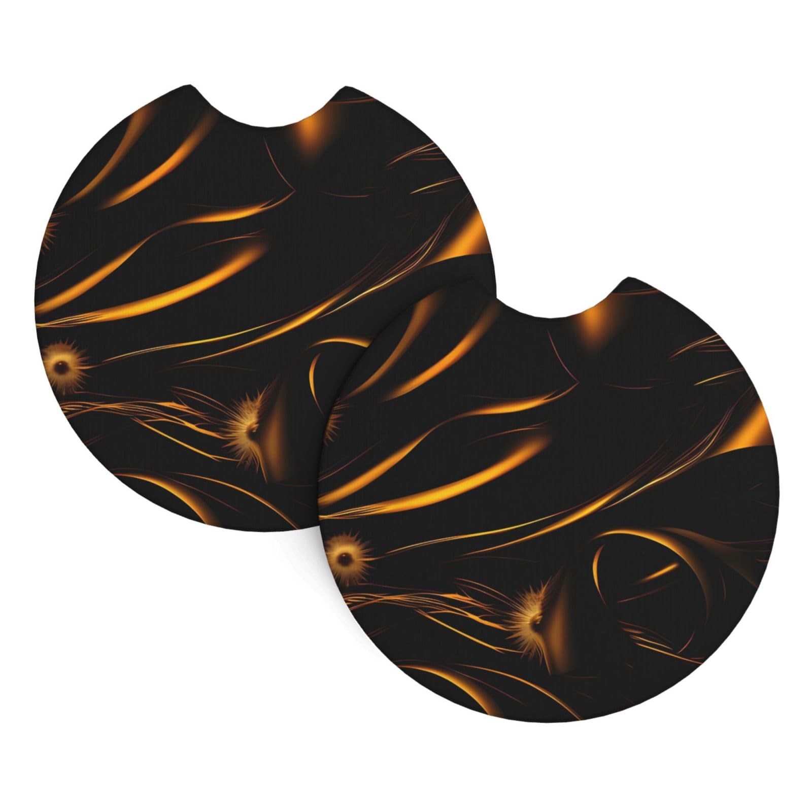 2 Pack Car Coaster for Cup Holders Black and Gold Background Car Cup Coaster 2.7" Neoprene Non-Slip Automotive Cup Mat Universal Auto Car Interior Accessories for Women Men Cup Pad