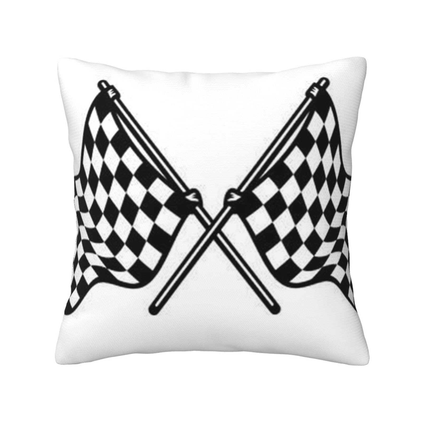 FFSHKOWE Checkered Flags Race Flag Decorative Throw Pillow Cover Double-Sided Printed Cushion Cover for Sofa Couch Bed Chair 40 x 40cm