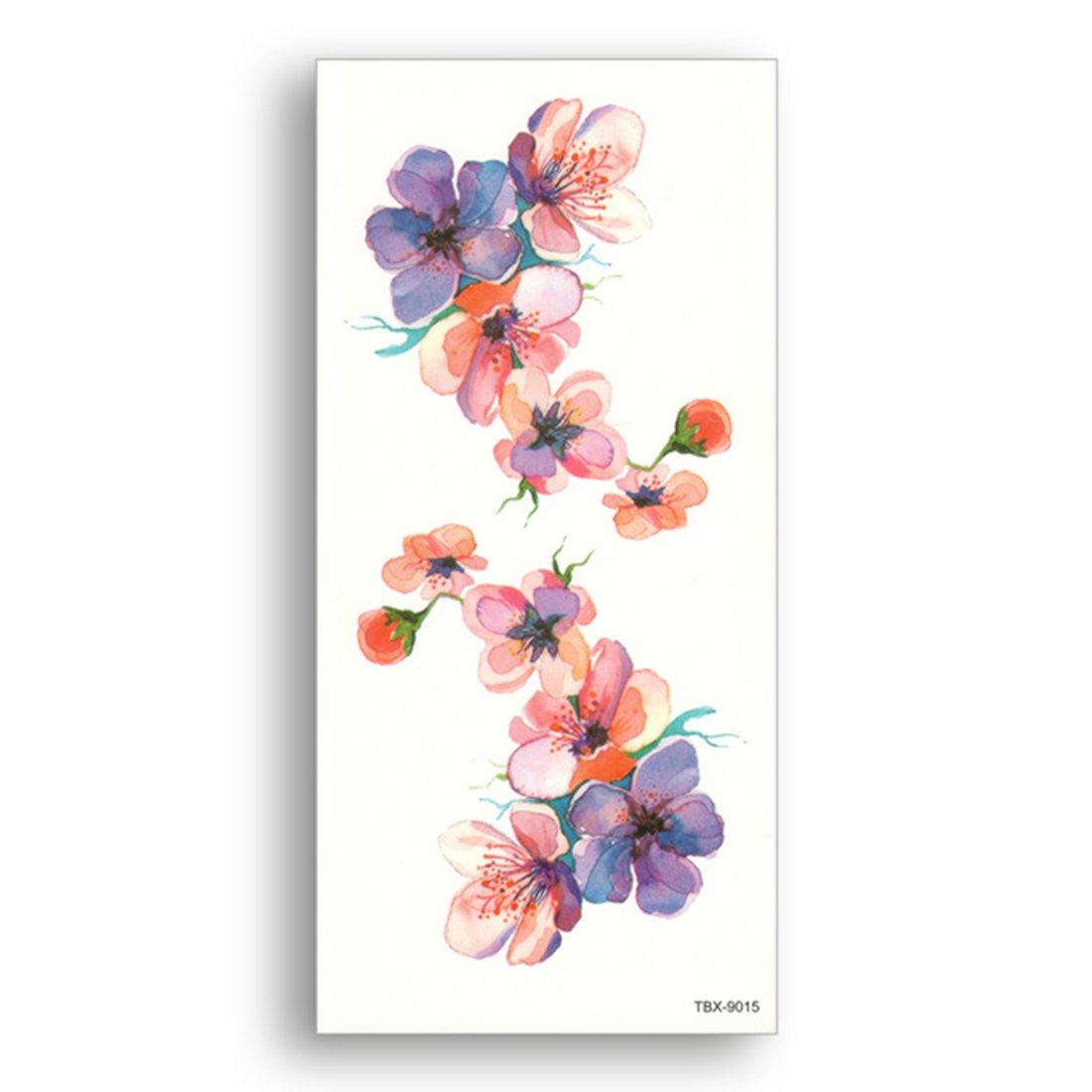 3D Temporary Tattoo Sticker Beautiful Red Pink Flowers Design Size 19x9CM - 1PC.-image-24