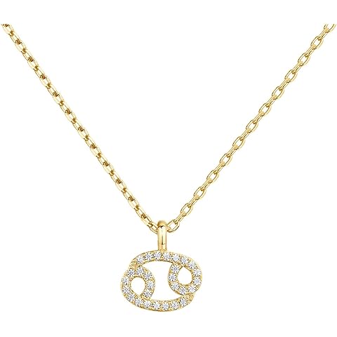 PAVOI 14K Gold Plated Cubic Zirconia Astrology Necklaces for Women - Zodiac Pendant Jewelry Gifts - Zodiac Sign Pendant Necklaces