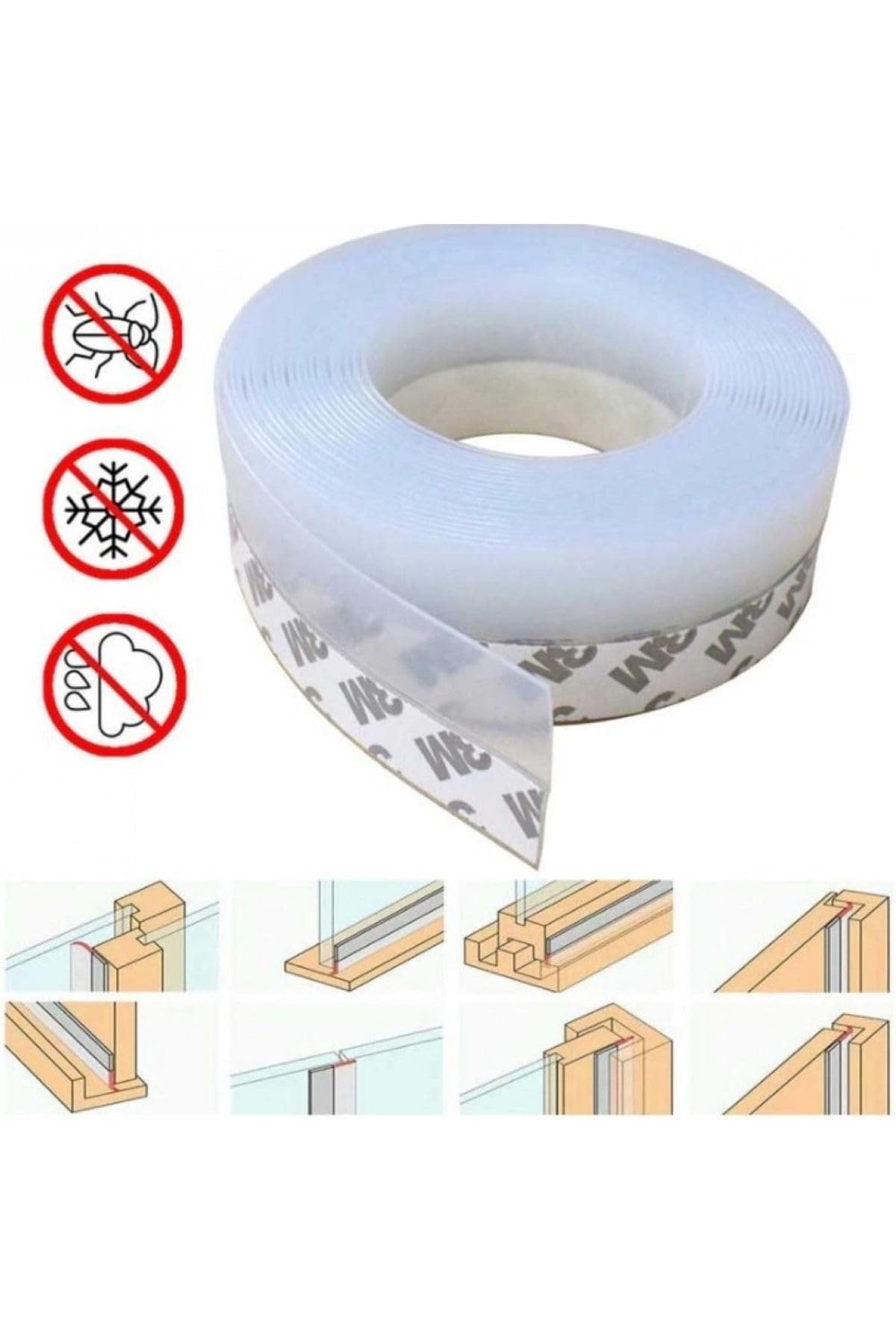 Optana 3 Metre Cam Balkon Pencere Kapı Altı Yapışkanlı Rüzgar Önleyici Rüzgar Kesici Şerit Bant Toz Lastiği