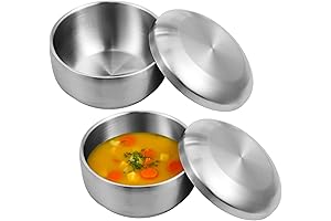 OMISTAR Korean Metal Bowls with Lids (2 Pack)