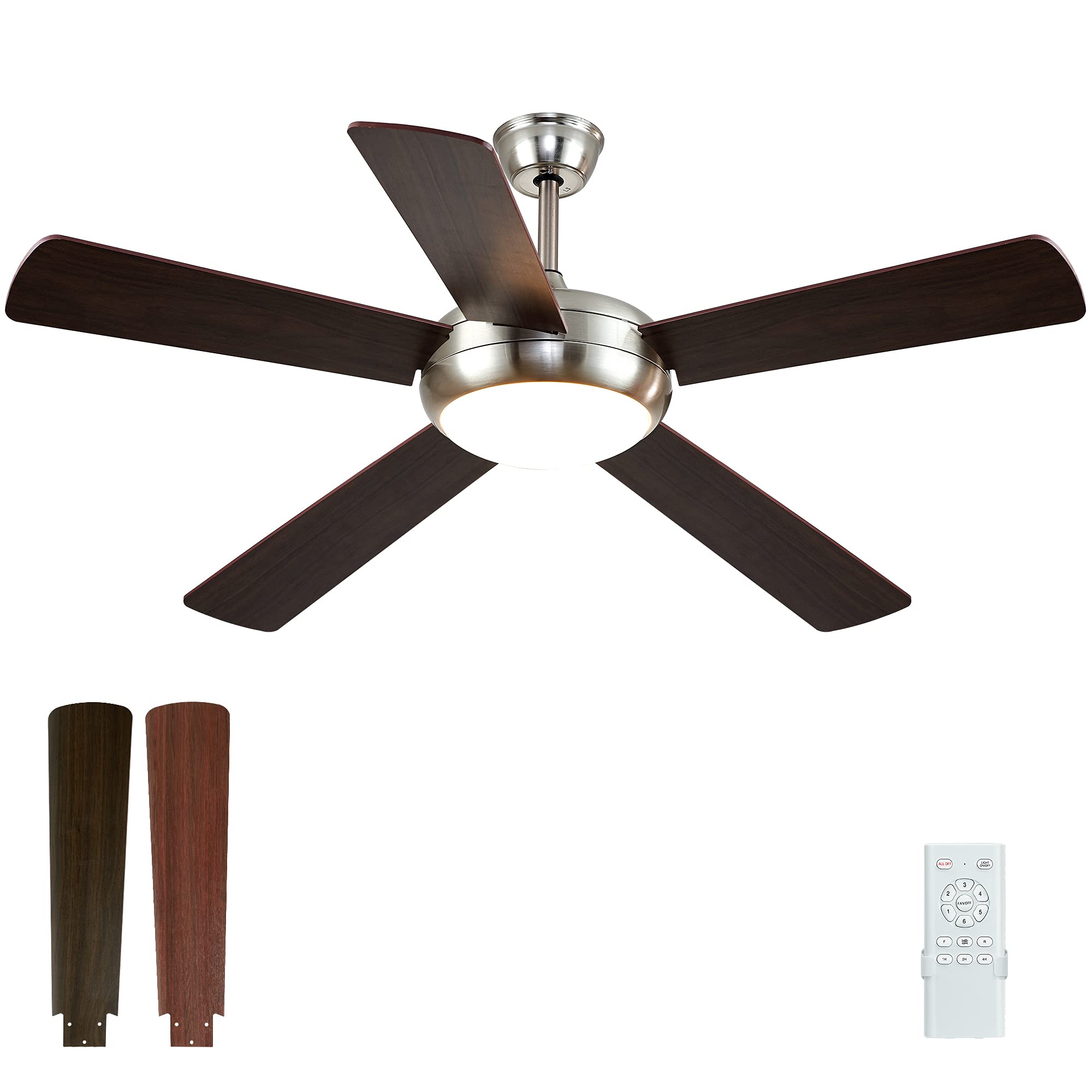 Buy STASUN 52" Ceiling Fan with Dimmable LED Light , Five Reversible