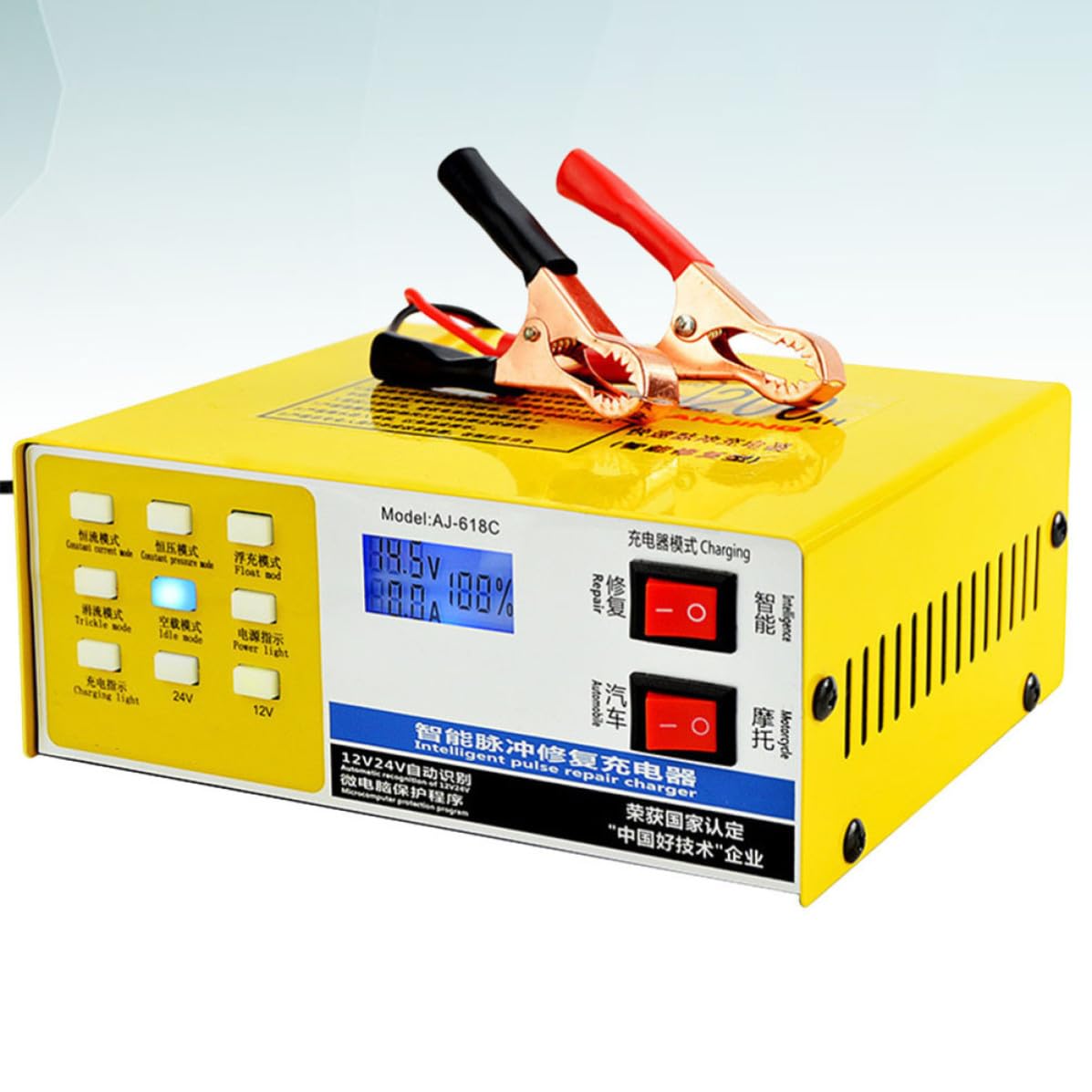 MAGICLULU Caricabatteria Automatico 12v-12a 24v-10a per Batteria Auto e Moto, Caricatore Intelligente Metallo 220w Funzione di Riparazione a Impulsi e Spegnimento Automatico