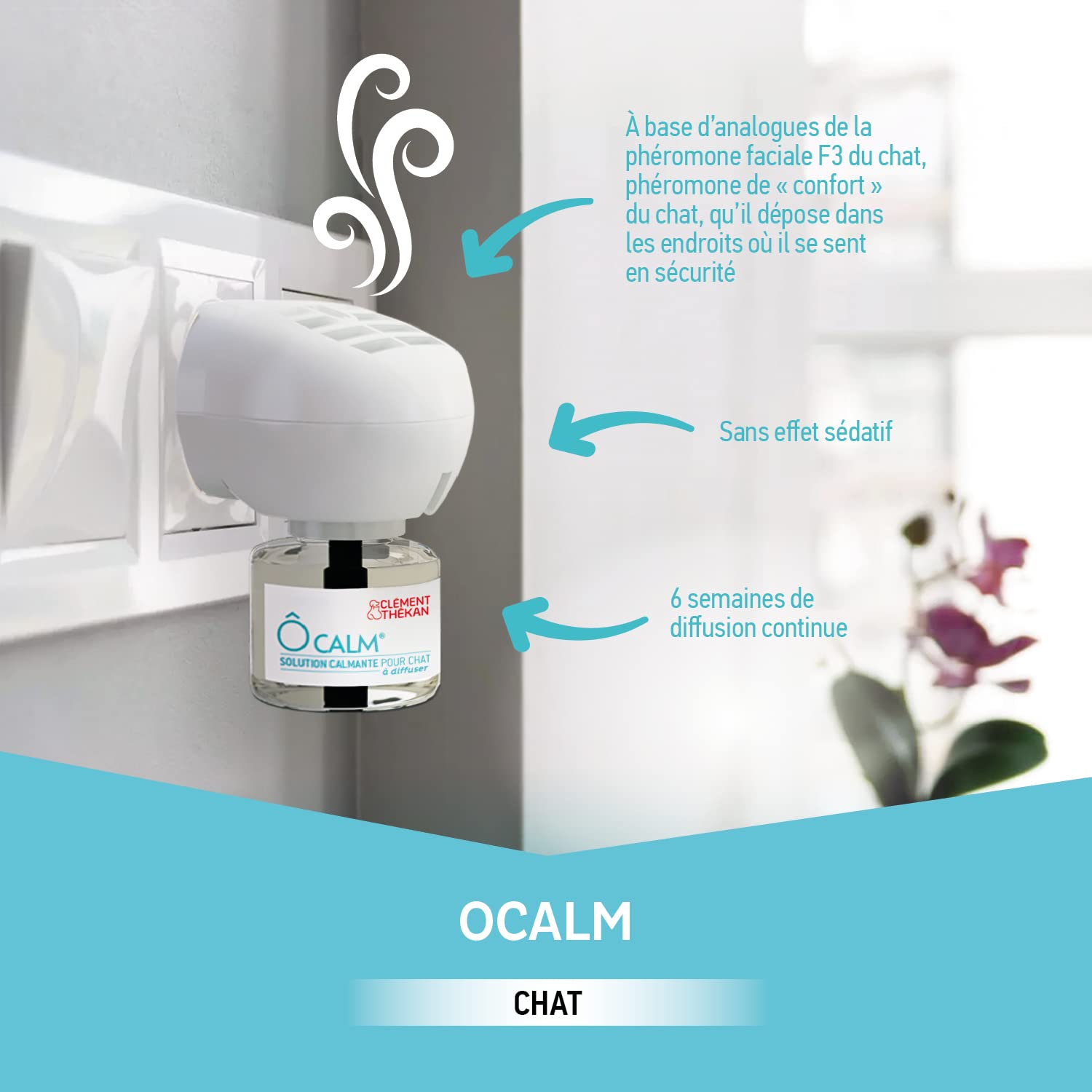 Clément Thékan - Ã”Calm - Solution Calmante pour Chat Ã€ Diffuser - Anti-Stress Chat - Diffuseur + Flacon Recharge 48 ML