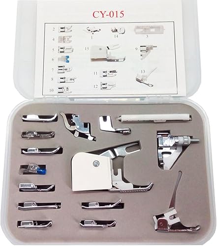 HONEYSEW Kit de prensadora 324252 con adaptador de vástago bajo, cierre de pie nublado a presión (kit de 15 prensadoras)