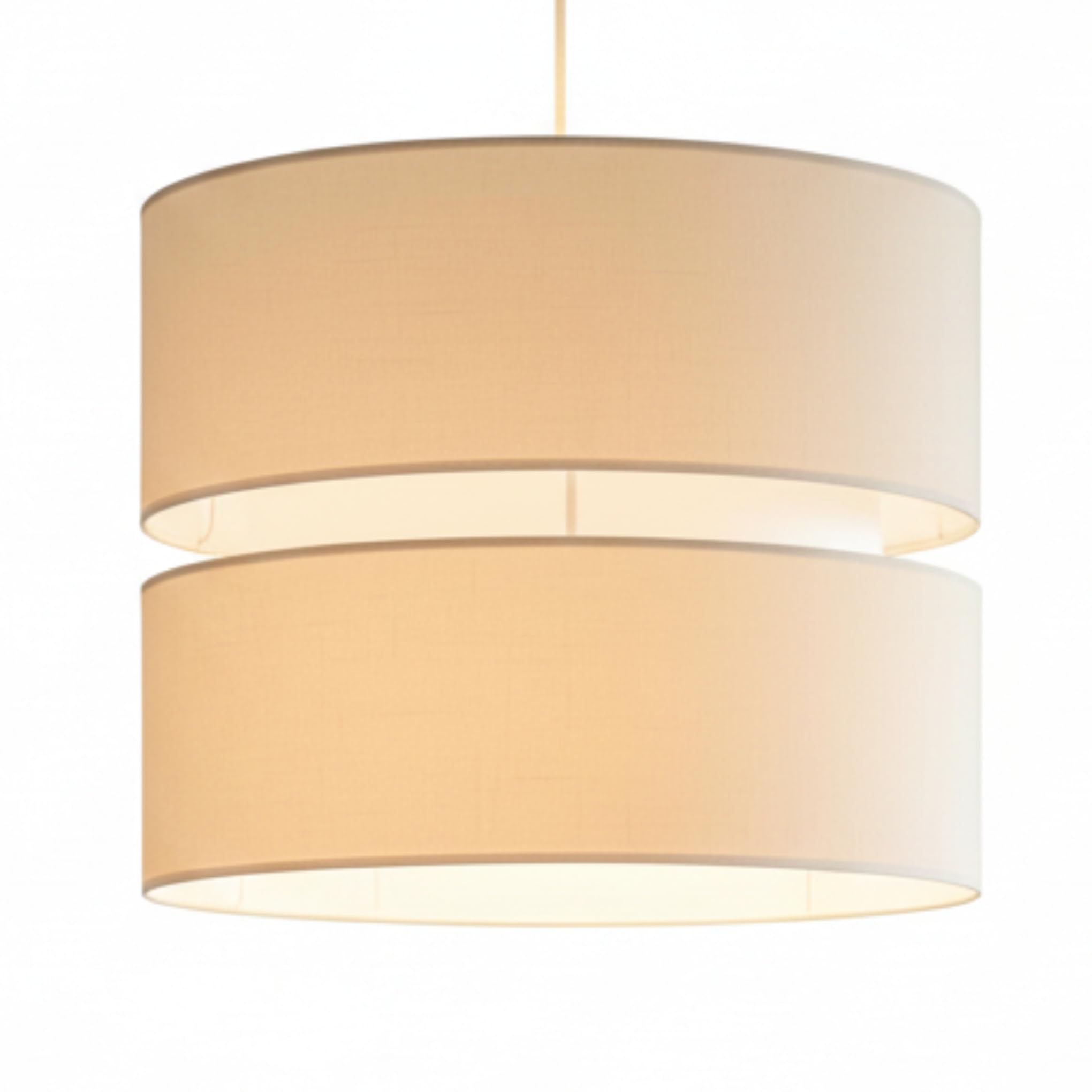Double Layer Pendant Lampshade, Navy and White, 21.5cm Height x 25.5cm Diameter, Dual ES/BC Fitting (Cream)