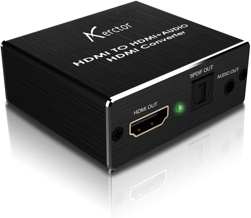 4K HDMI Audio Extractor,Aerctor HDMI to HDMI + Optical Toslink(SPDIF) + RCA(L/R) Stereo Analog Outputs Video Audio Splitter Converter Support 4K,Black