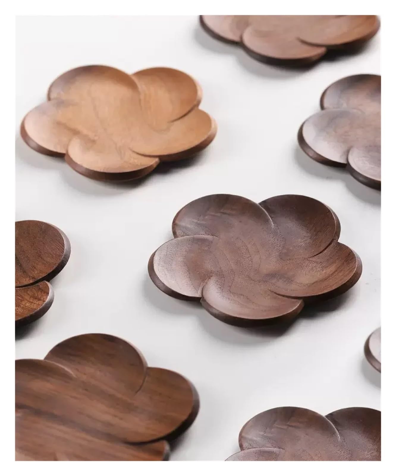 Posavasos de Madera Maciza con rodajas de raíz de Loto de Nogal Negro, Almohadilla Aislante Creativa, Taza de té de Madera antiescaldaduras(Style02 2PC)