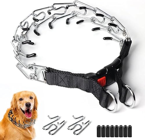 Collares de puntas para perros, entrenamiento de caminar con hebilla de liberación rápida, collar ajustable con tapas de goma, collar de perro sin