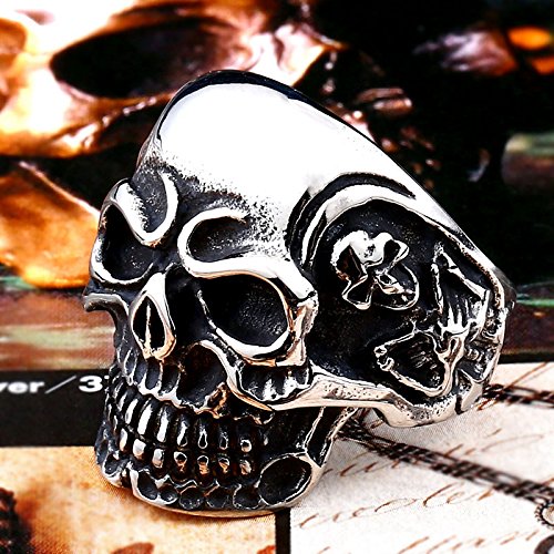 Image of Genuine Stainless Steel Ring Jewelry for Men Fashion Punk Biker Skull Rings