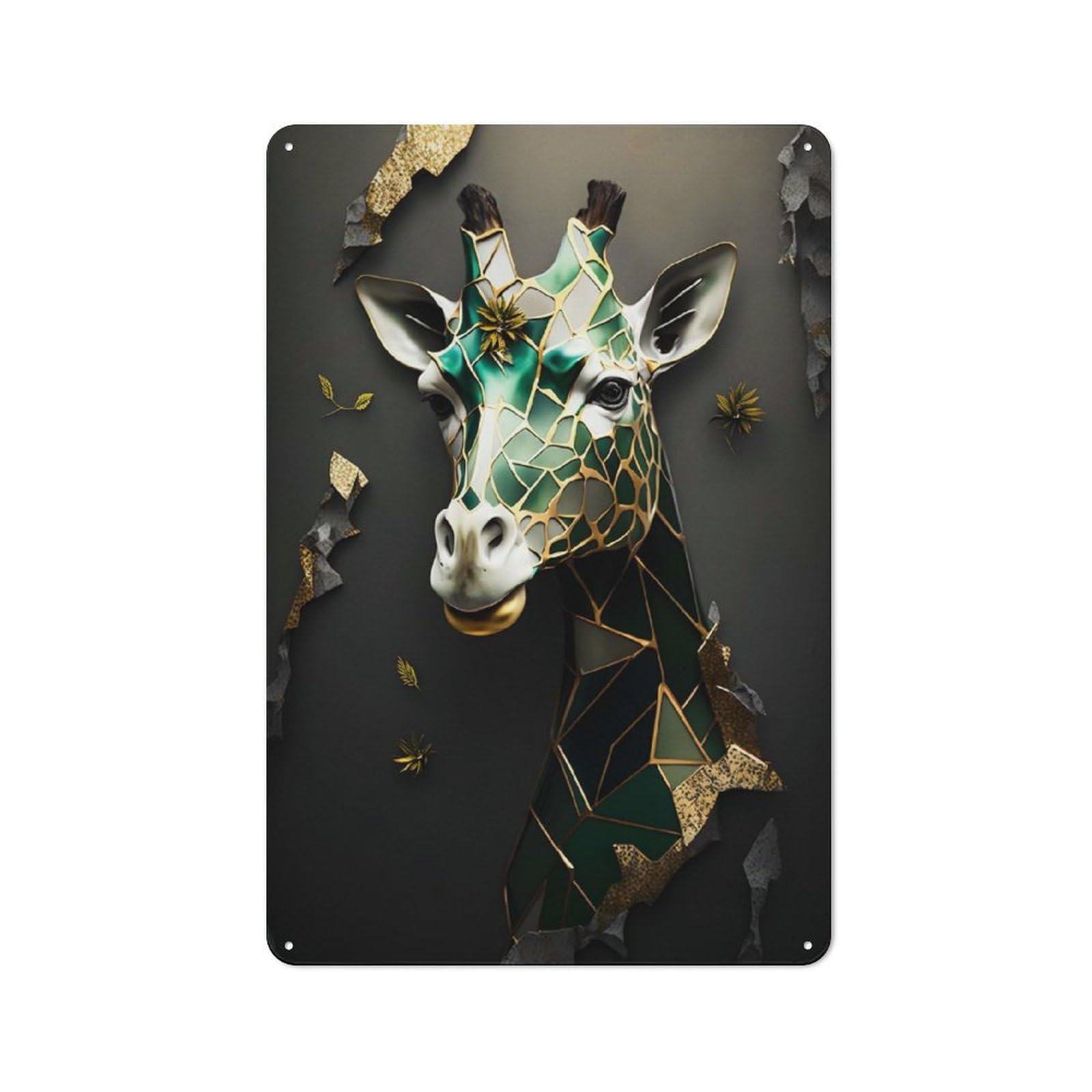 Junmoney Giraffe Abstract Gold Dark Shed Style Shed Metal Sign 30X20cm, Shed Wall Decor For Shed, Garden Room, Porch Or Garage