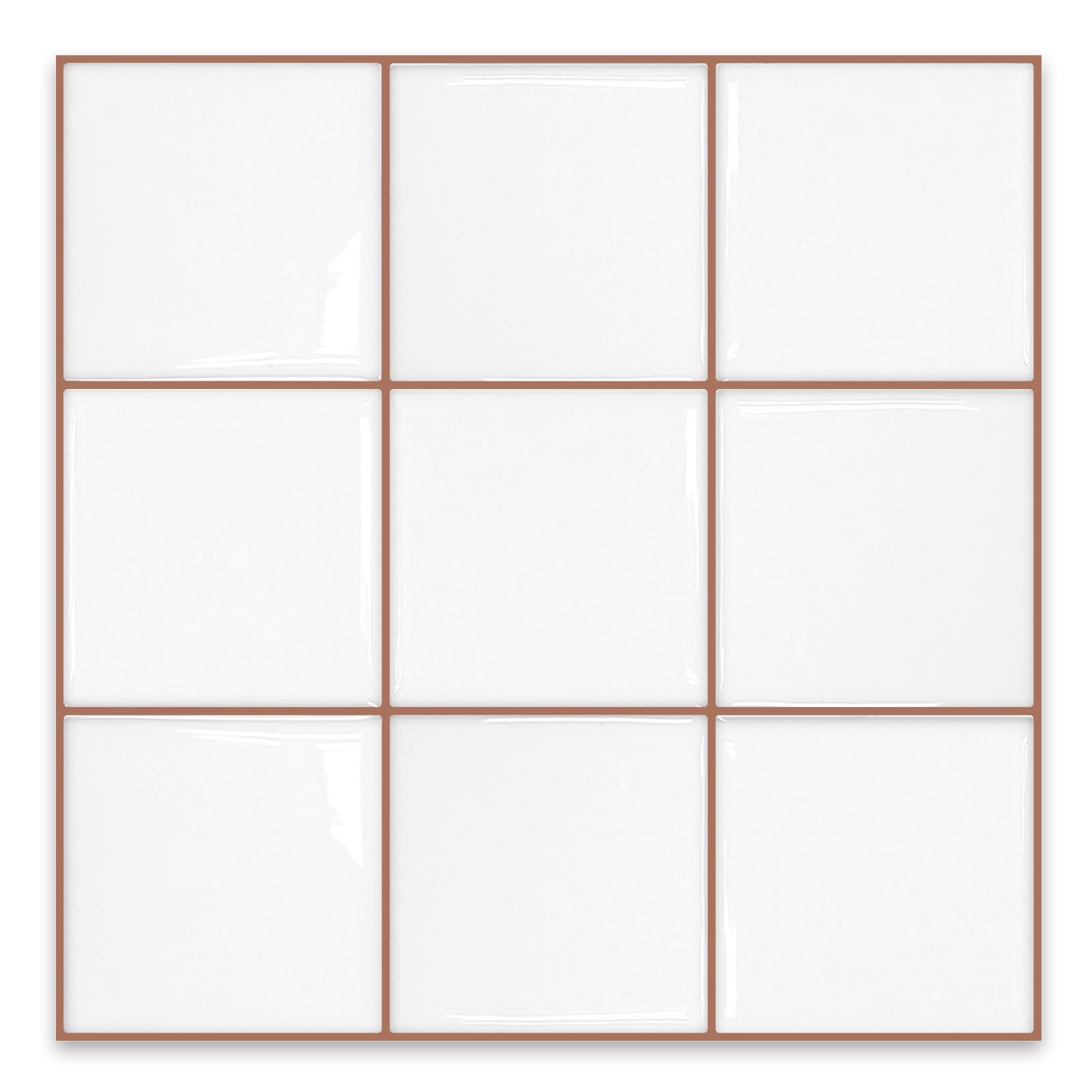 Alwayspon 10 Sheet 30cm/12inch White and Caramel Brown Subway 3D Self Adhesive Wall Tile Sticker Transfers, Peel and Stick Waterproof Splashback Stick on Tile Decals for Kitchen Bathroom Wall — image 1