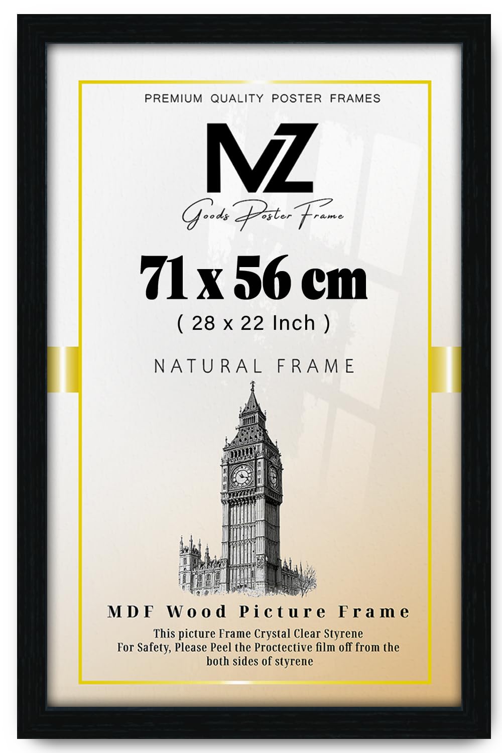 Mz Goods Black Modern Mdf Wooden Wide Frame | 56X71 Cmposter Frames Durable Sleek Acrylic Front | Jigsaw Puzzle Picture Frames Large Art Display For Home & Office Décor