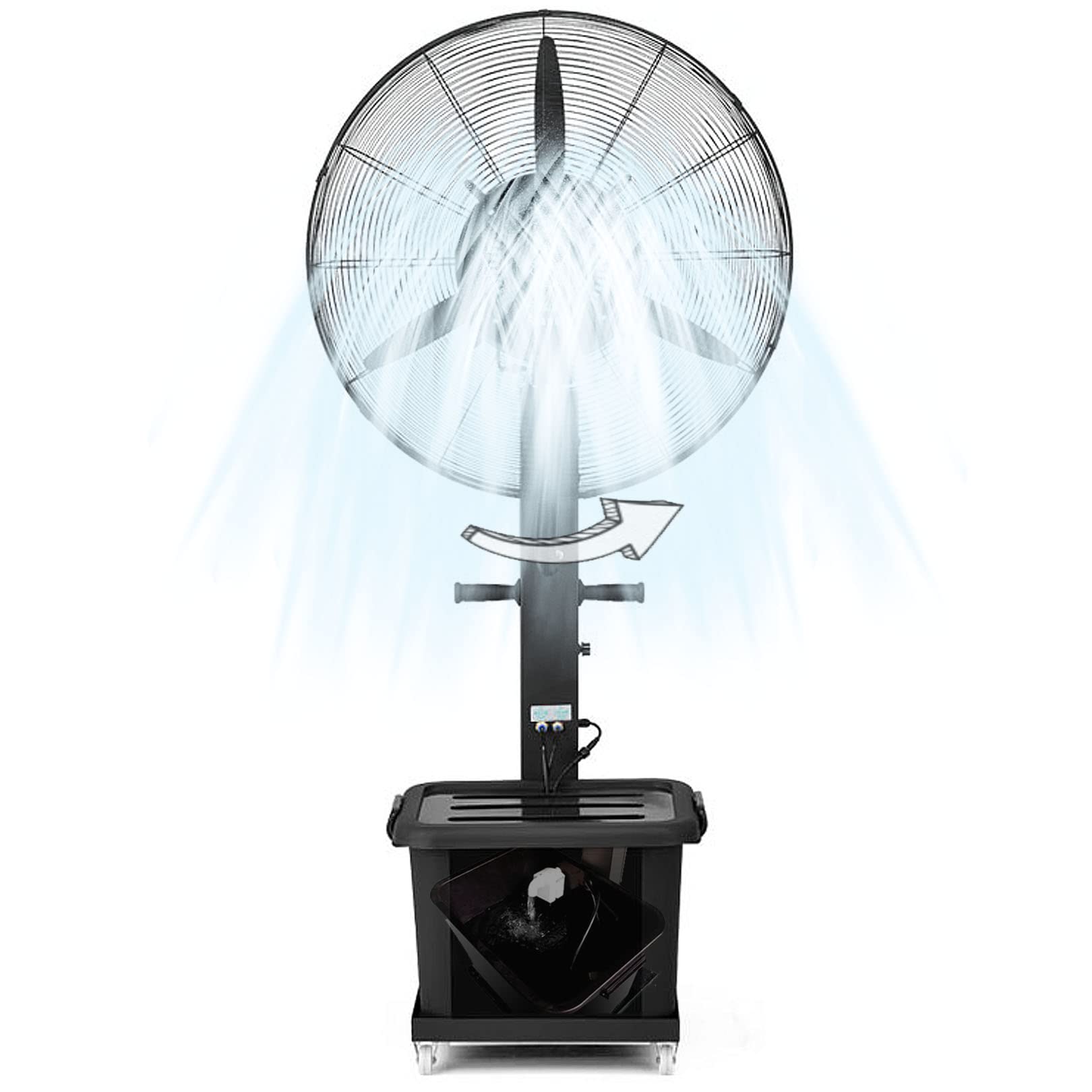 JKJZSALJ Floor Fan,Industrial Misting Fan With 3 Cooling Speeds,90°Oscillation,Large Capacity Tank For Outdoor Cooling
