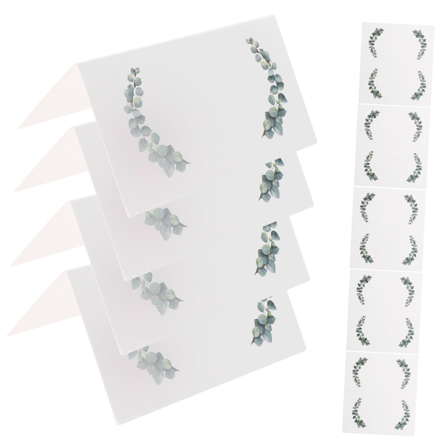 Zerodeko 4 Sätze Hochzeit Tischkarten Blanko Namenskarten Mit Grünem Blätterdesign Für Hochzeitsfeiern Tischnummern Und Dekoration 100 Stück * 4