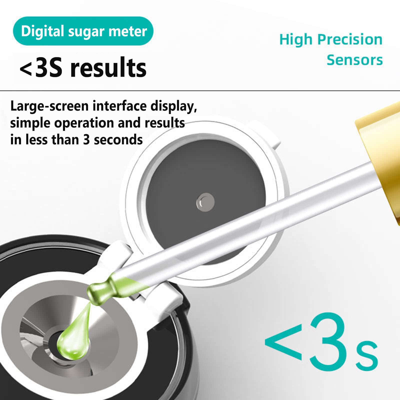 Refractómetro digital Brix, probador de azúcar de frutas de mano LCD, rango de 0-95%, ATC 10-40 ℃, volumen de muestreo de 0,2-0,3 ml, para pruebas de jugos y bebidas