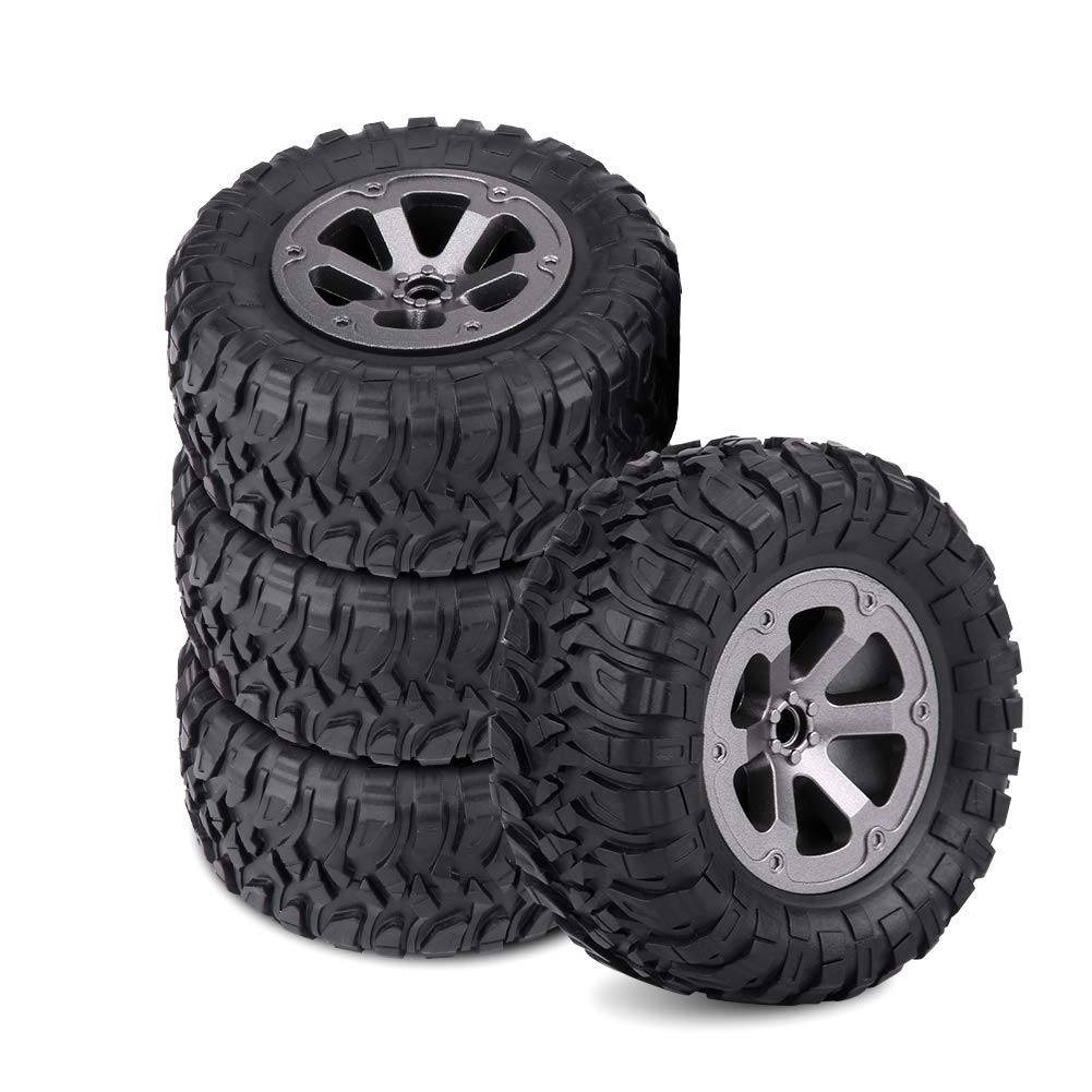 4Pcs 1:16 RC Car Crawler Tires, Crawler Wheels Rubber Tyres High Grip RC Car Tires RC Militaty Car Part for RC Car Enthusiasts