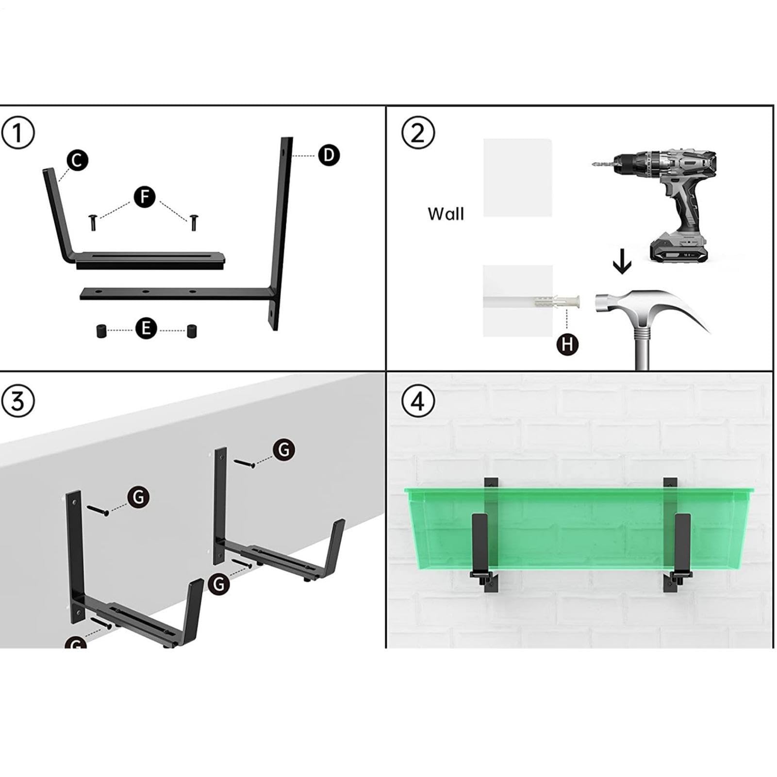 Verstellbare Fensterkastenhalterungen, 2 Stück Metall-Pflanzgefäßhalter