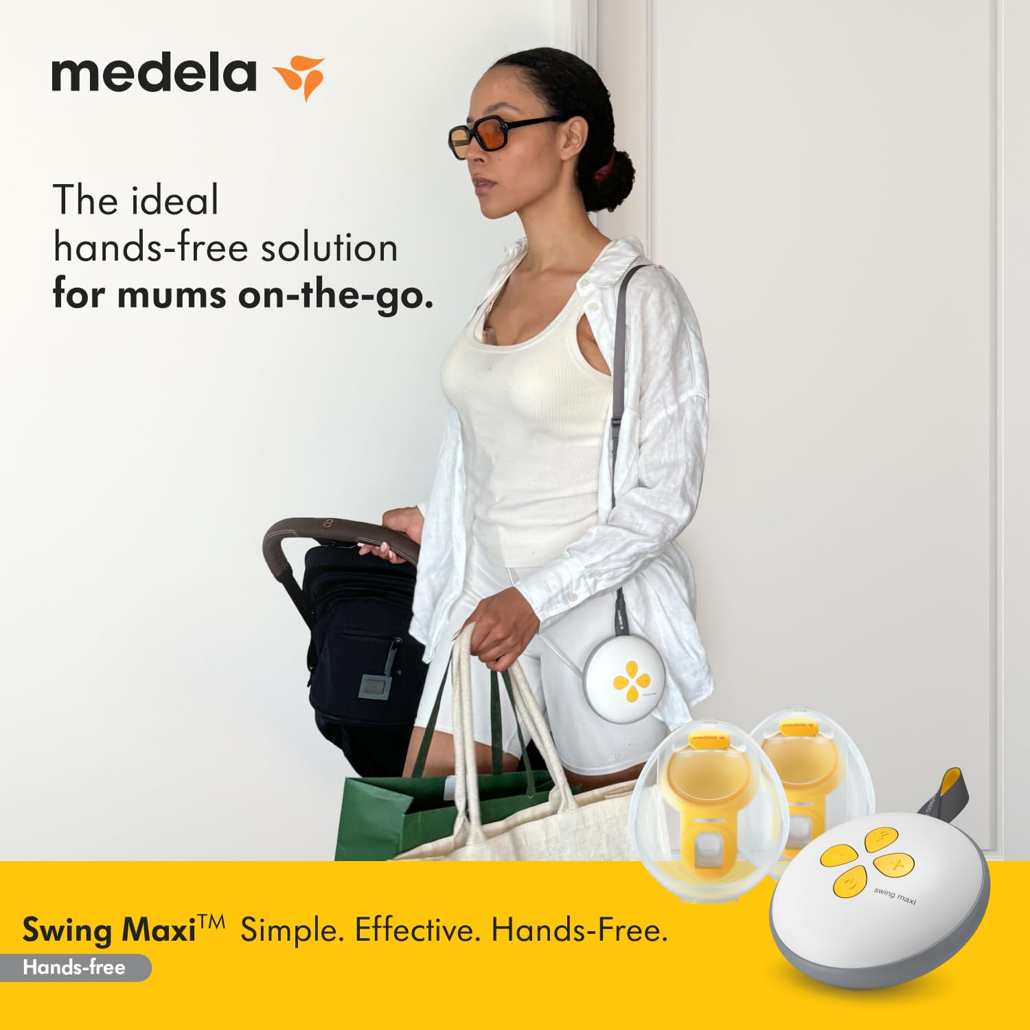 Medela Swing Maxi Hands-Free Double Electric Breast Pump, Easy and Intuitive Design for On-The-Go, Compatible with Medela Family App