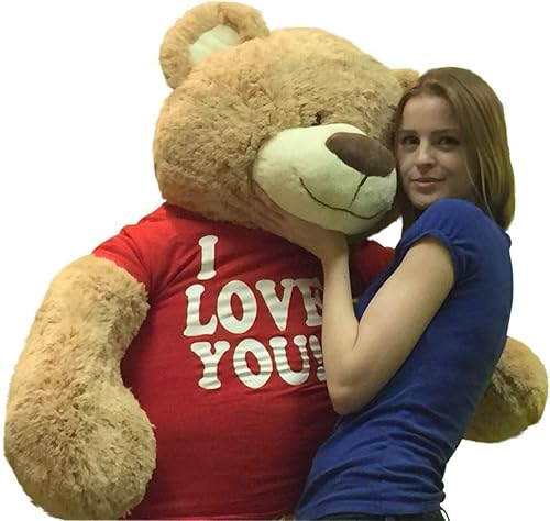 Miniatura 5 de Big Plush I Love You gigante 5 pies oso de peluche suave 60 pulgadas lleva I Love You camiseta