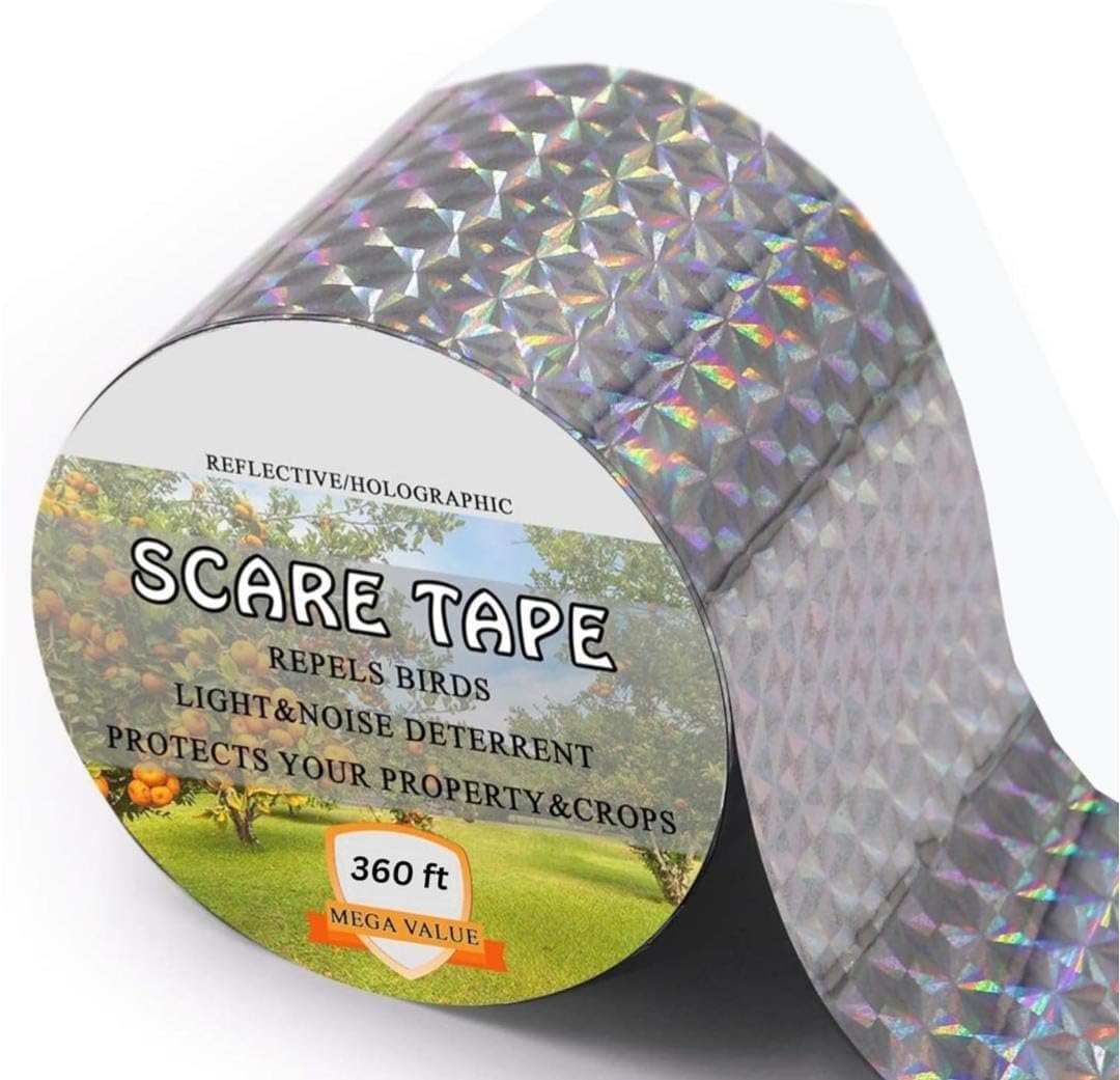 Shipnetic Reflective Bird Scare Tape – Mega Value Roll Pack of 1 (2.4CM*100M) Double-Sided Holographic Deterrent for Gardens, Farms, Balconies – Humane, Weatherproof Pest Control Ribbon-image-20
