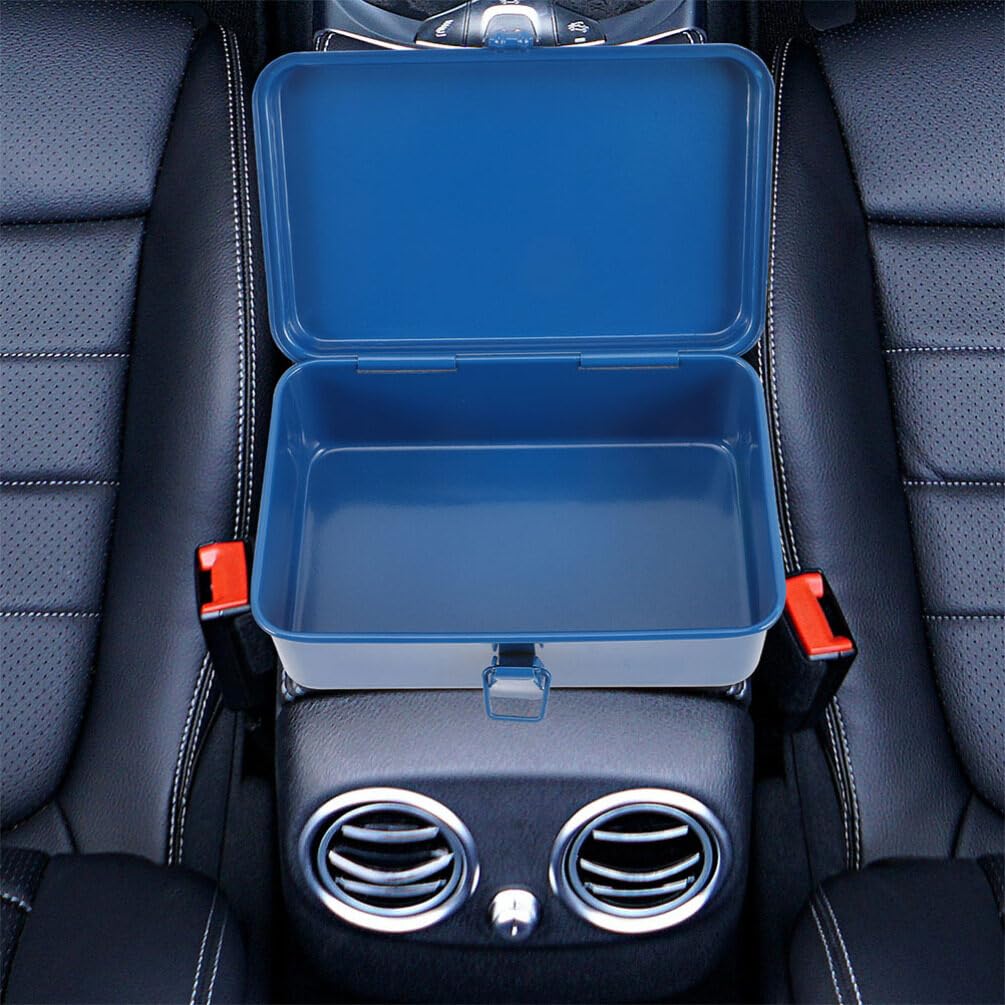 DOITOOL Cassetta portautensili in metallo, 2 pezzi, organizer per attrezzi in metallo con fermo, scatola portatile per attrezzi, per lavoratori edili, carpenteria, casa, officina, garage