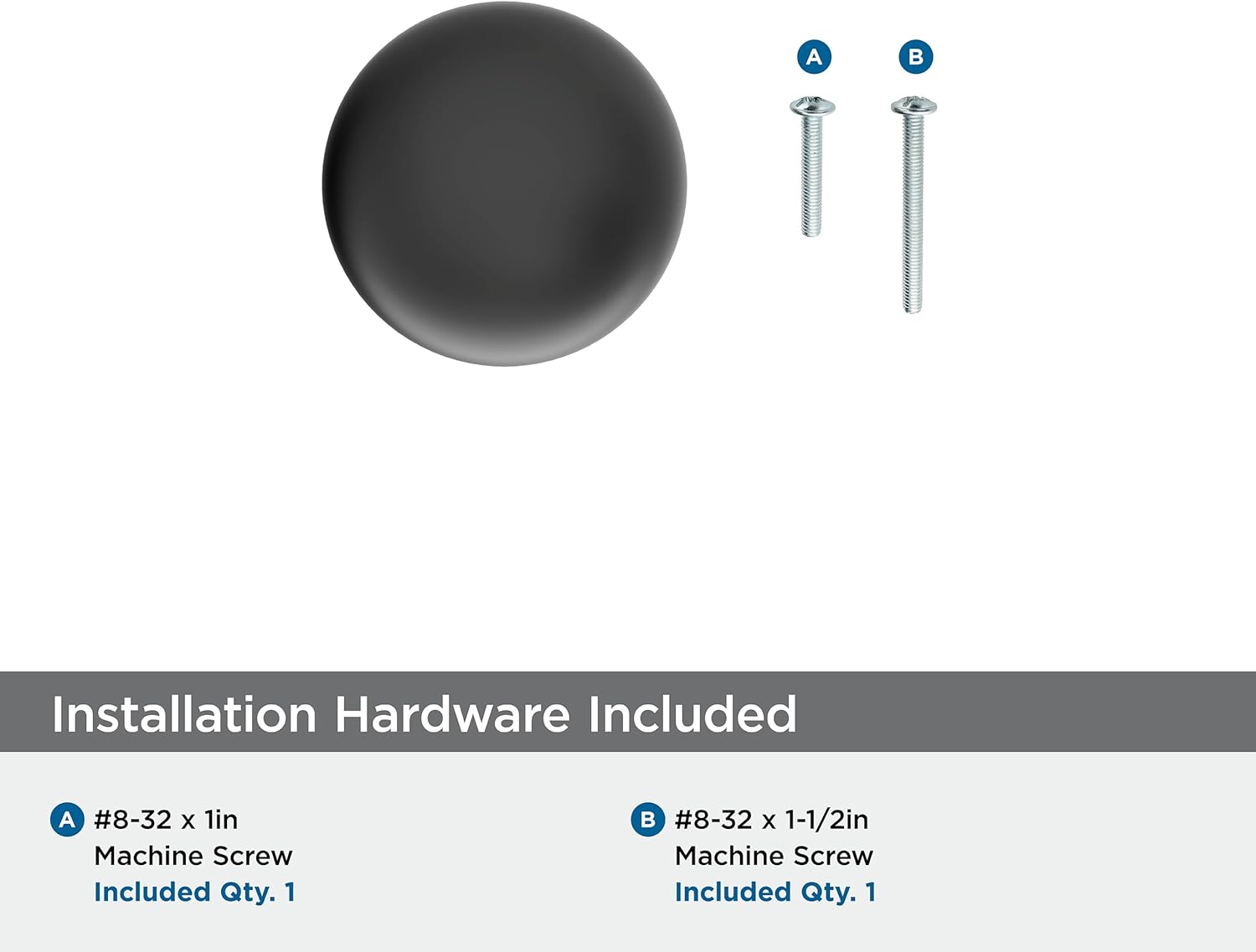 Amerock Coble 1-1/8 inch (29mm) Diameter Matte Black Cabinet Knob, BP37660MB