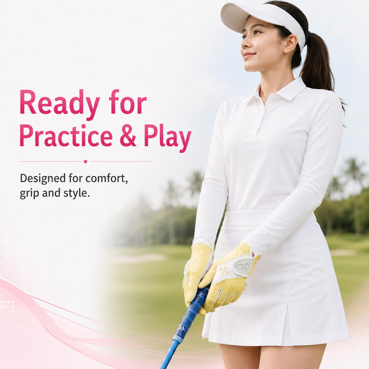 PGM Coppia di Guanti da Golf da Donna, Sistema di Presa Migliorato, Fresco e Confortevole