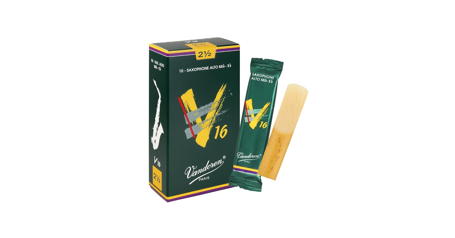 Amazon.com: Vandoren SR7025 Alto Sax V16 Reeds Strength 2.5