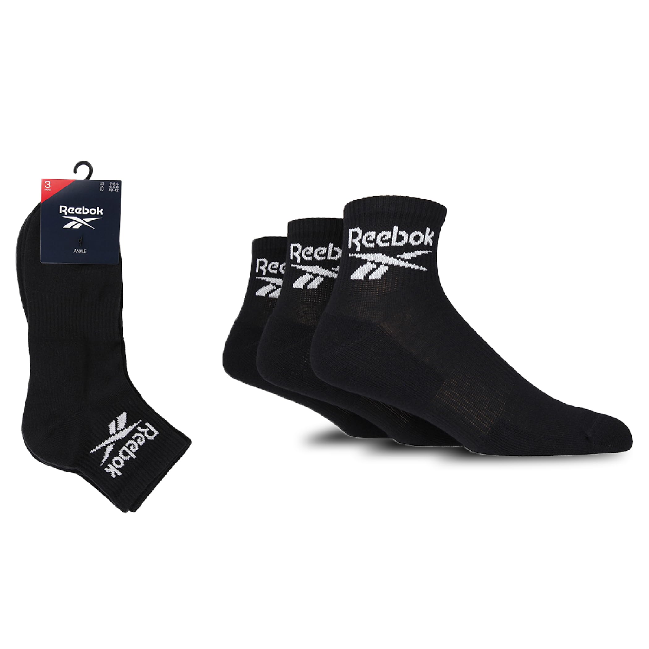 Reebok  Core Ankle Quarter Socks - Black - 8.5-10