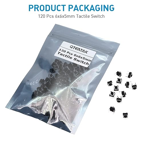 Miniatura 4 de QTEATAK Interruptor de botón táctil momentáneo de 0.236 x 0.236 in x 0.197 in, para PCB 4 pines, color negro