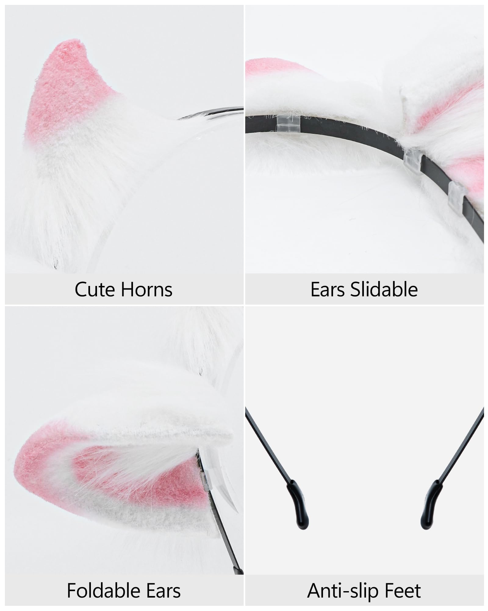 ZFKJERS Cosplay Furry Lamb Ears Headband Soft Animal Ear Hair Accessory for Halloween (Pink) - Image 2