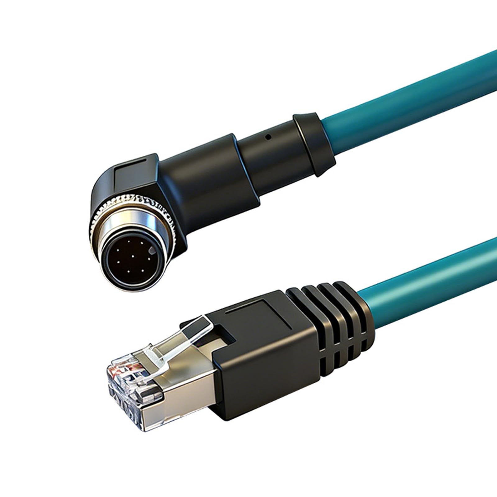 8-pinowy męski kabel Ethernet pod kątem prostym do RJ45, gigabitowy, ekranowany, wodoodporny kabel sieciowy do kamery przemysłowej