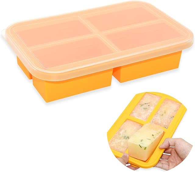 Jumbo Ice Cube Tray with Lid, Silicone Freezing Tray, Baby Food Freezer Trays, Souper Cubes for Soup Sauce Meal Prep,300ml Portion (1)