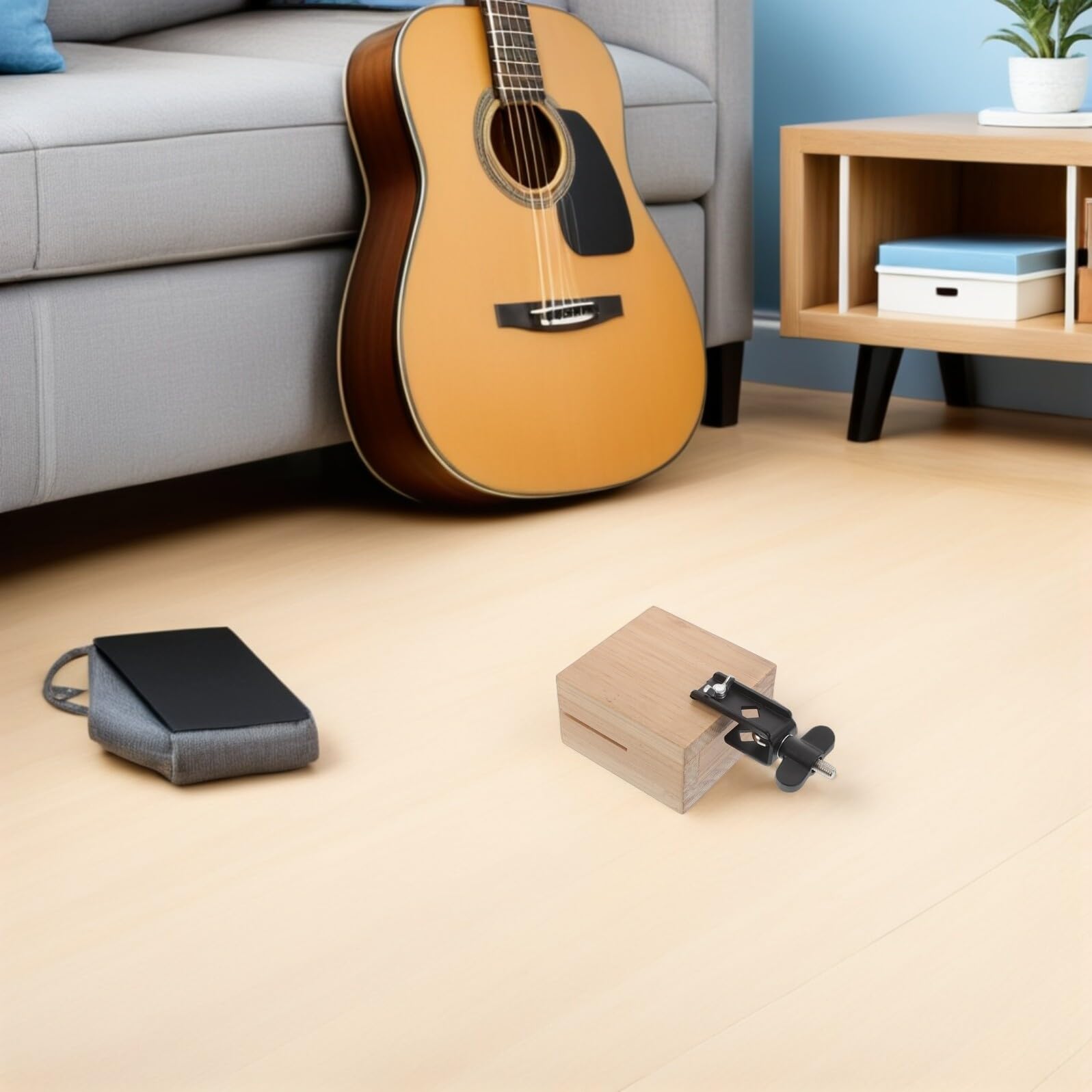 GARVALON Strumento Percussione Campanaccio Quadrato in Legno Design Artigianale, Risonanza Fine e Supporto per Batteria, per Lezioni Musicali e Ensemble Scolastici