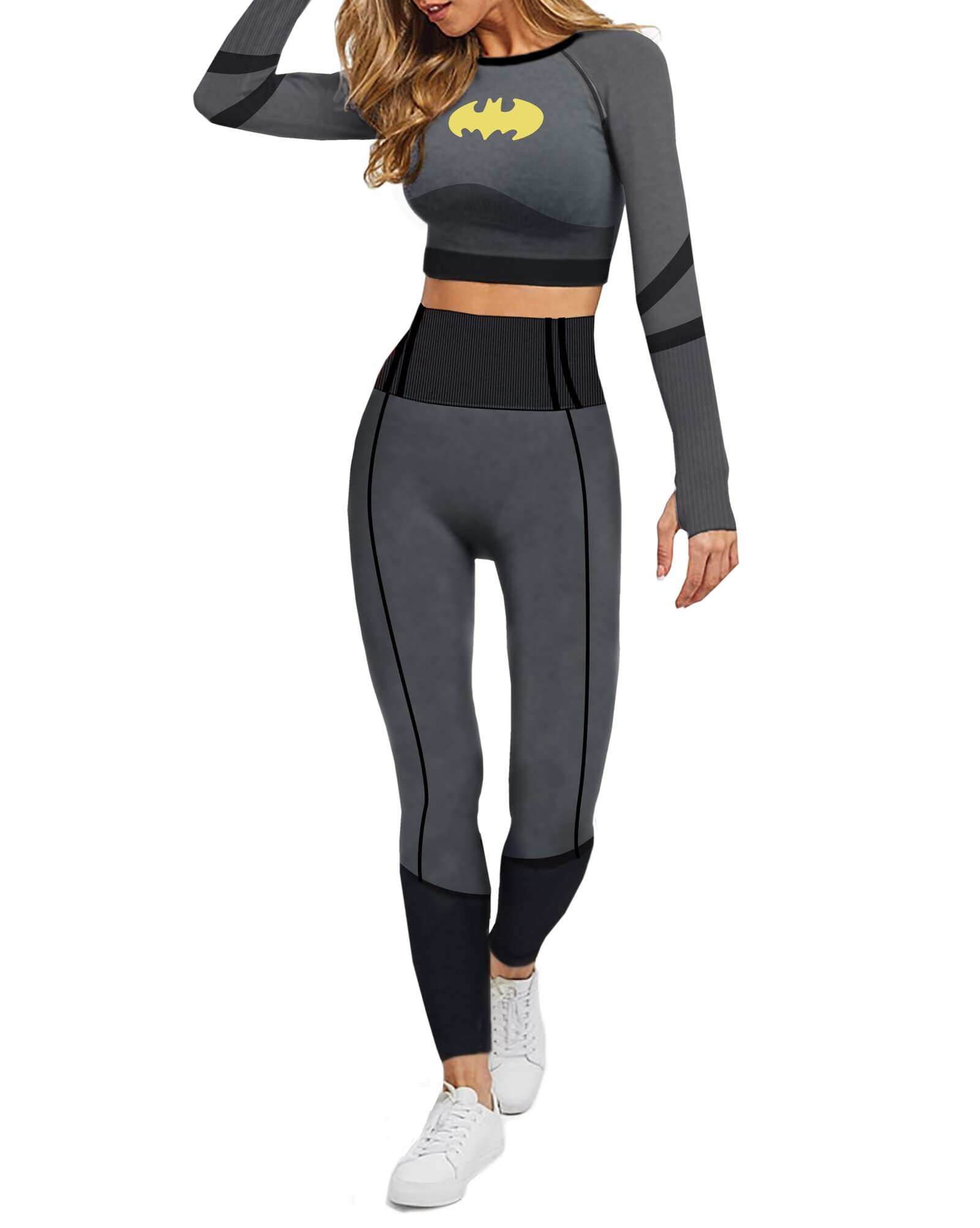 Women's Cosplay Active Workout Outfits - Wonder Woman, Batgirl, Harley Quinn, Supergirl - 2 Piece Legging Sets