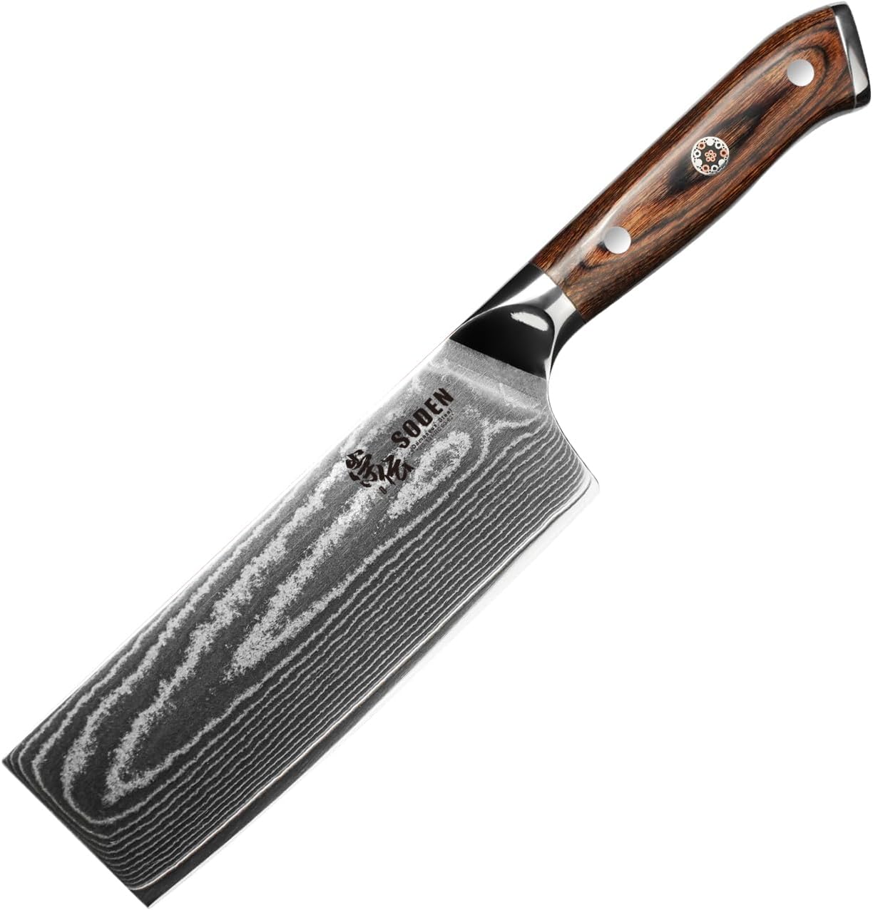 SODEN 7" Nakiri Knife Japanese VG-10 Damascus Steel, 67 Layer Razor Sharp Asian Vegetable & Meat Chopper, Ergonomic G10 Micarta Handle, Kitchen Knives for Chef with Gift Box - Image 2