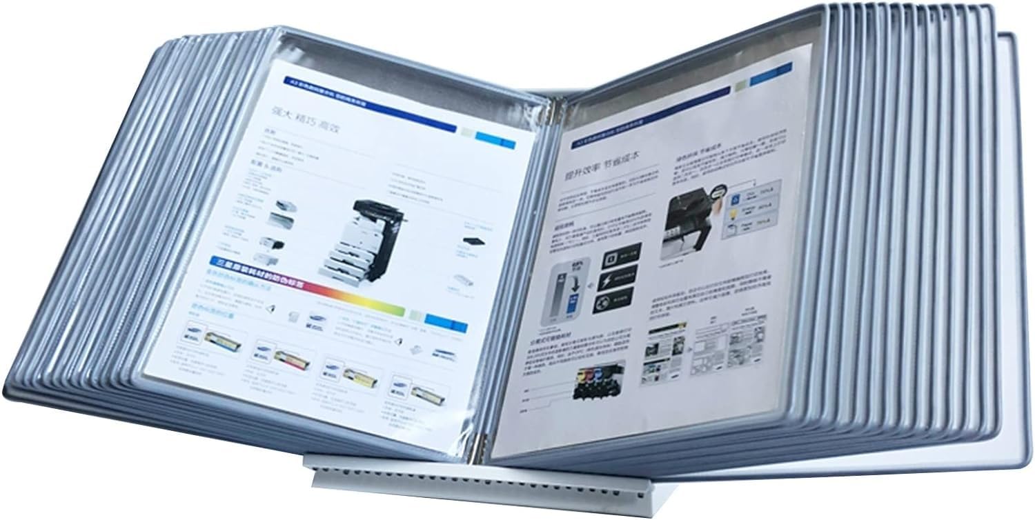noxozoqm Desktop Reference And Display ，A4 Desk Document Holder Stand With 30 Easy-Load Letter-Size Pockets - Assorted Colors(Color:F)