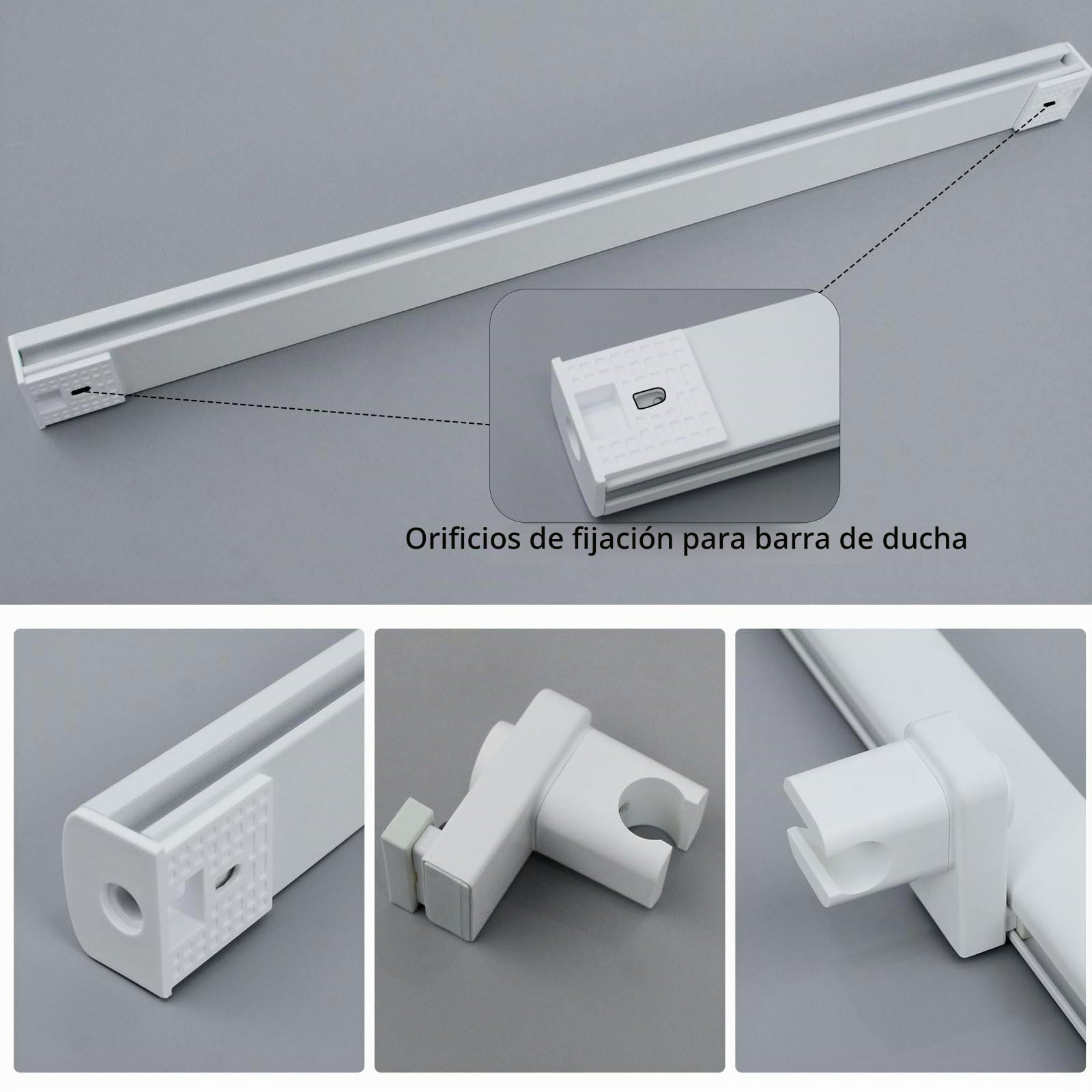 PHASAT Grifo de Bañera Cascada con Ducha de Mano, Grifo Mezclador de Bañera de Pared de Latón con Barra de Ducha Regulable, Mezclador Ducha Montado en La Pared Blanco PTBW16E